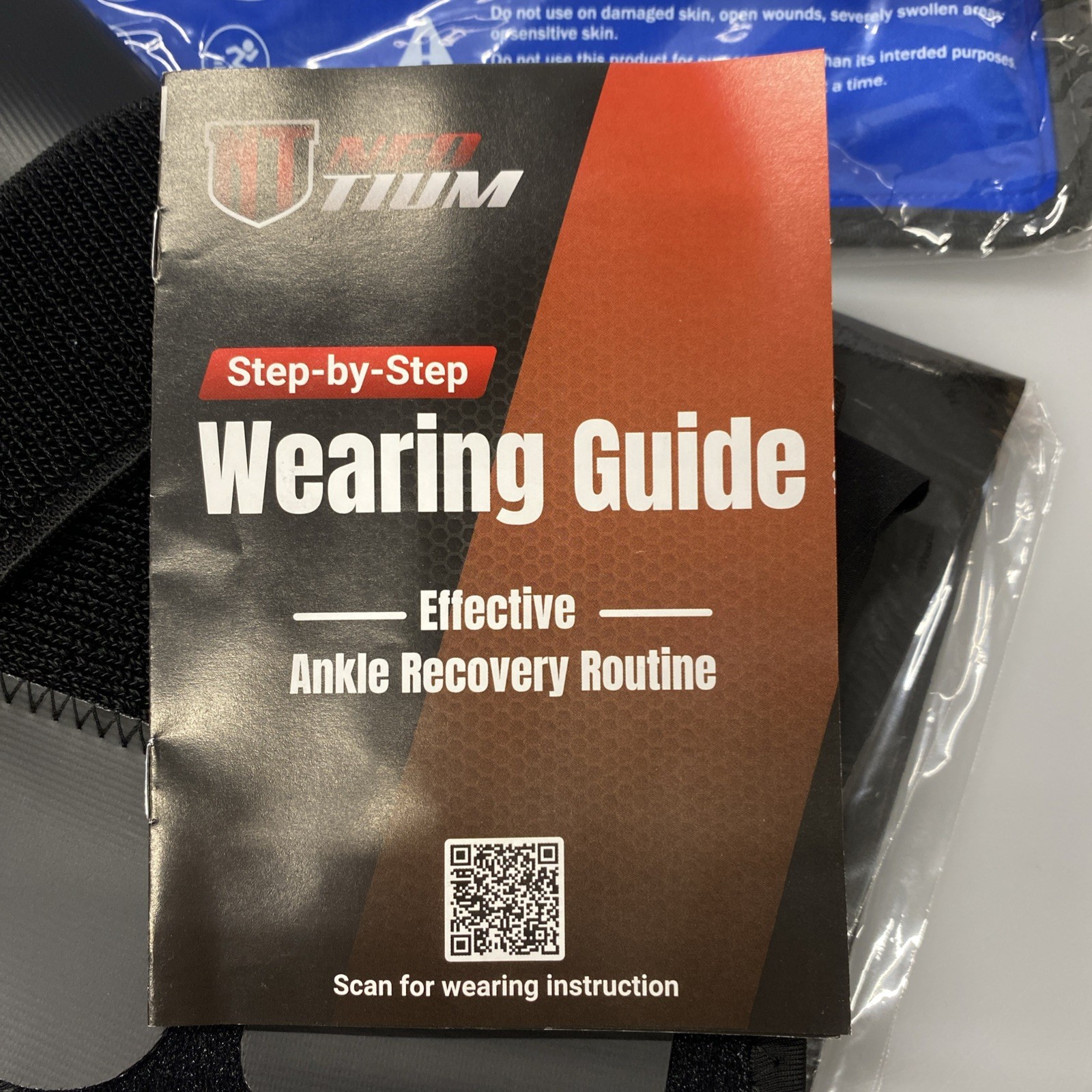NeoTium Ankle Brace w/ Hot Cold Pack Adjustable Support S/M Sprain Pain Relief