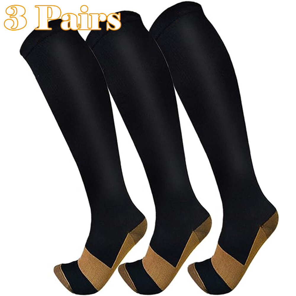 3 Pk Unisex Compression Socks Travel Support Graduated Socks knee-Hi Men’s Socks