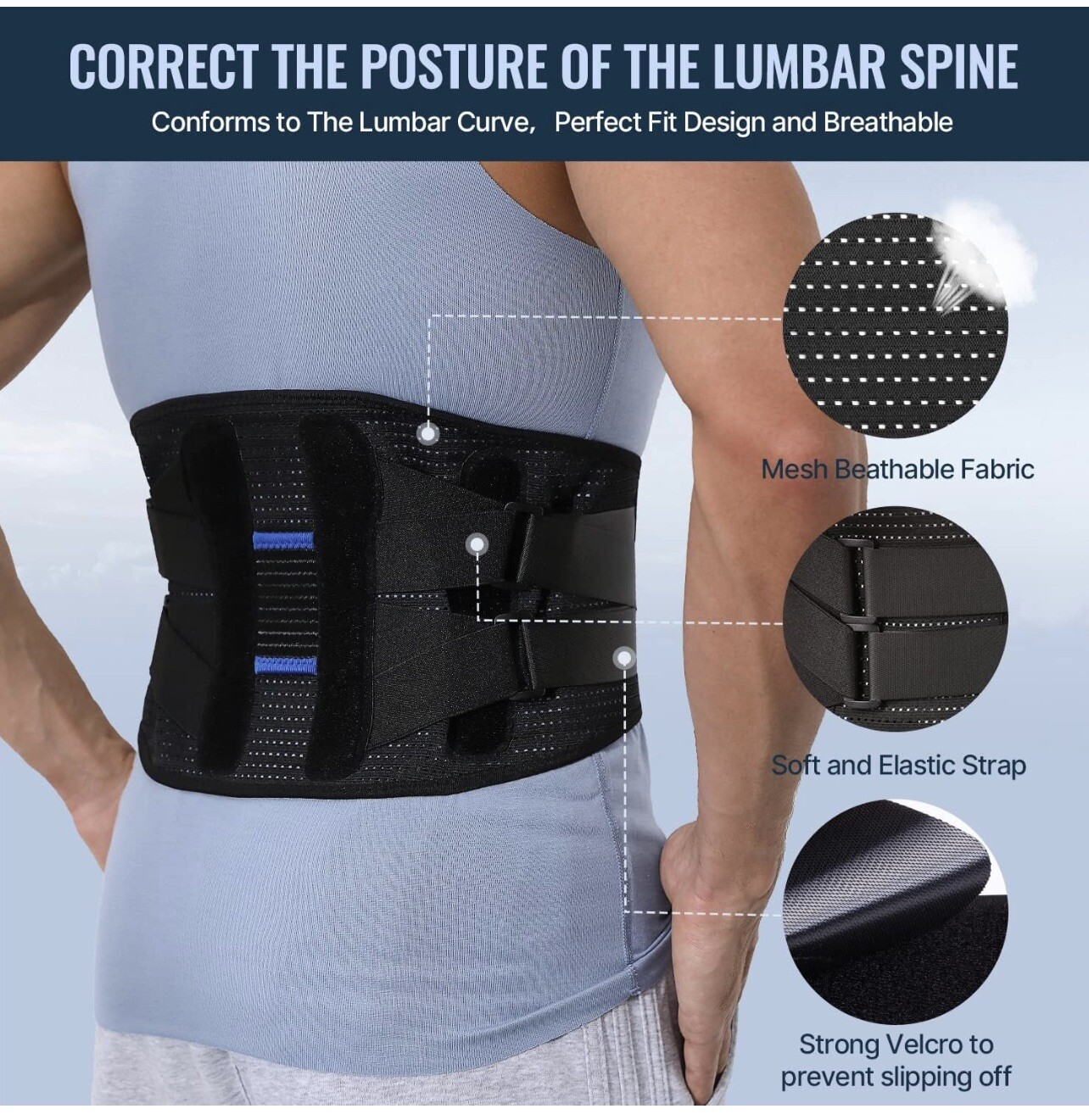 Fit Geno Back Brace for Men and Women Size Large
