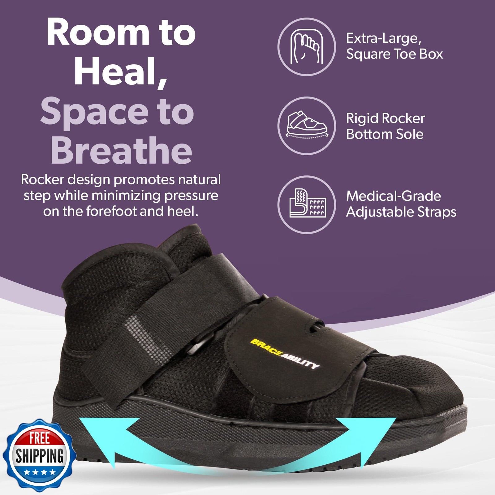 BraceAbility Closed Toe Medical Walking Shoe – Lightweight Broken Toe Cast Bo