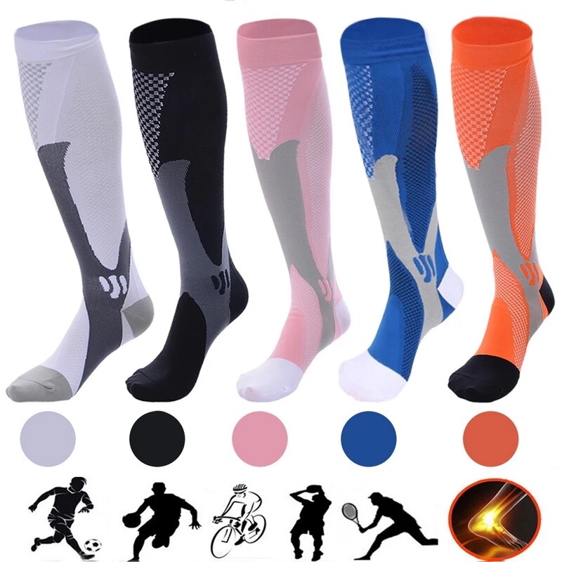 5 Pairs 30-40 mmHg Compression Socks – Knee High Support for Running & Sports