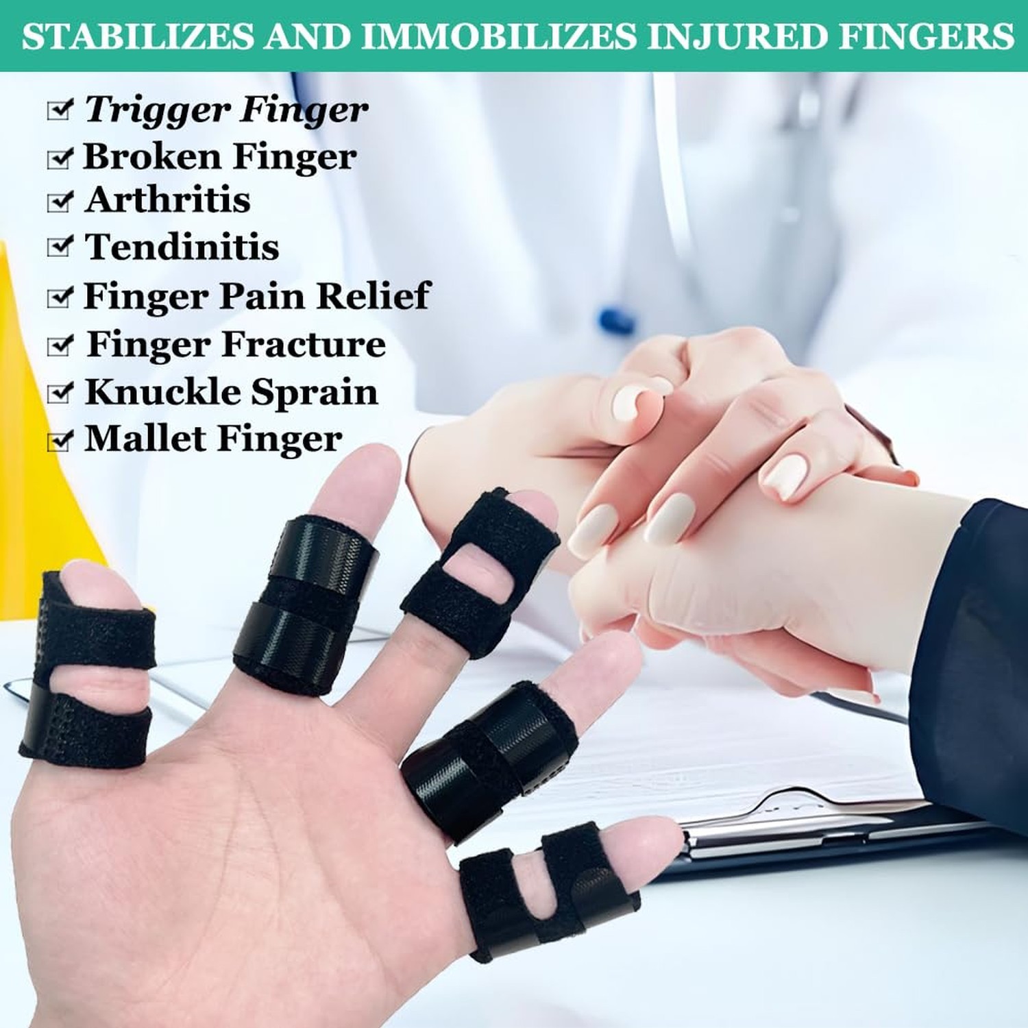 Small Trigger Finger Splint Kids (2 Pack), Thumb Splint Pinkie Finger Brace f…