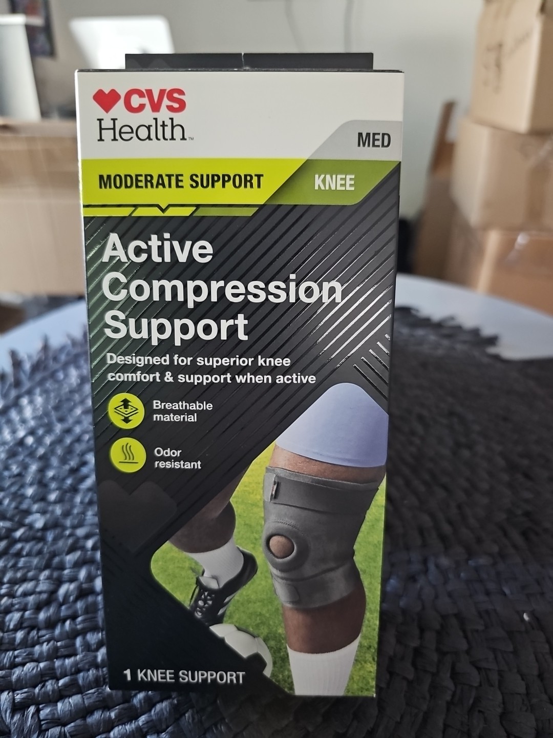 CVS Health Active Compression Knee Support Breathable Material Size Med