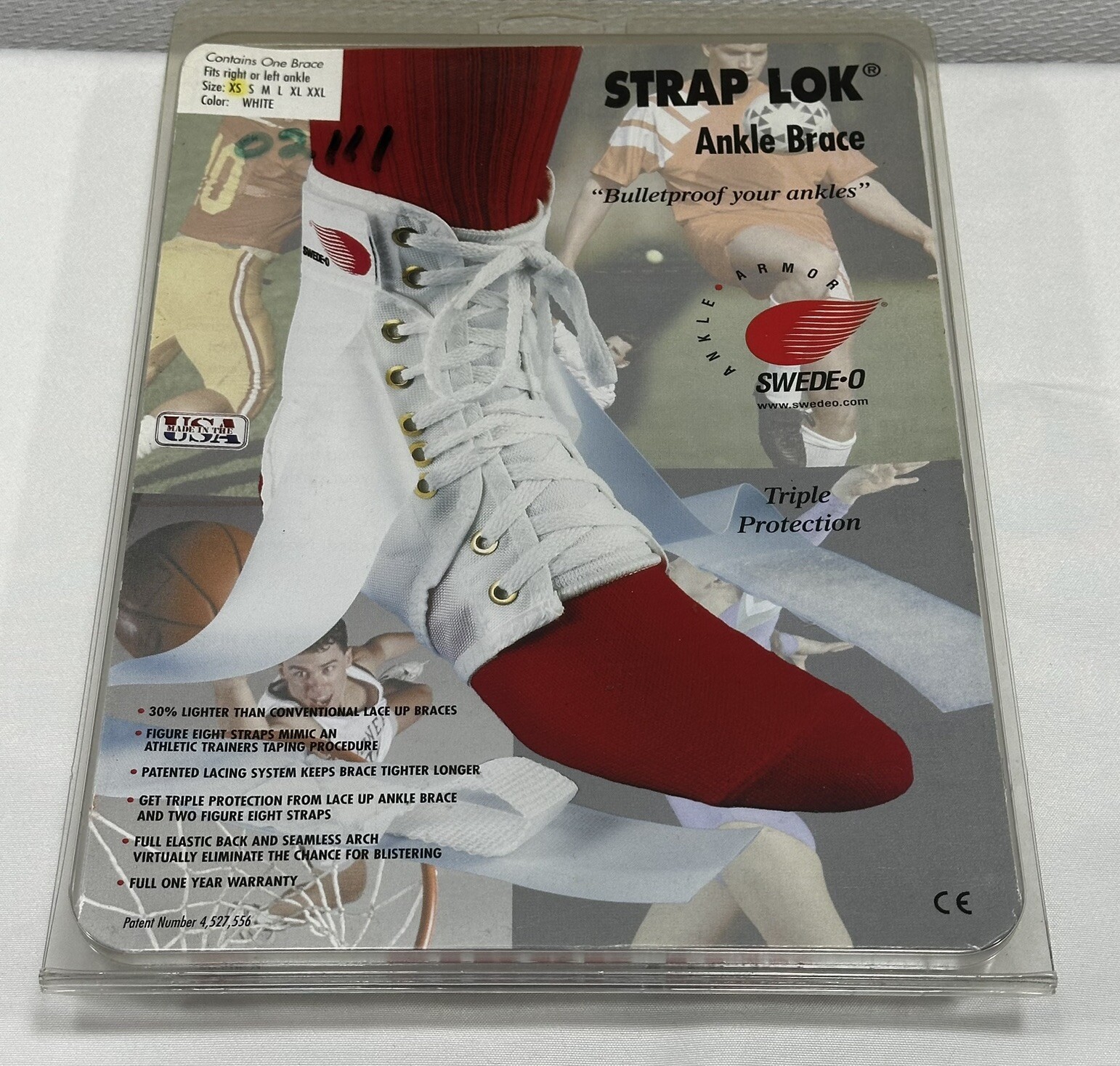 Swede-O Ankle Strap Lok Brace White XS X-Small With Stabilizer Inserts Made USA