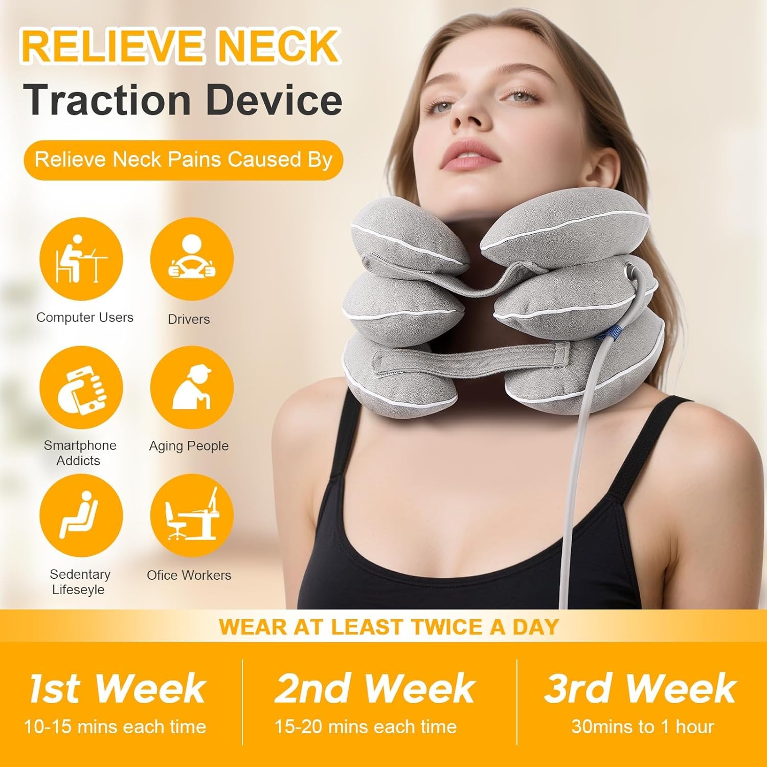 Cervical Neck Traction Device for Instant Neck Pain Relief Inflatable for Home