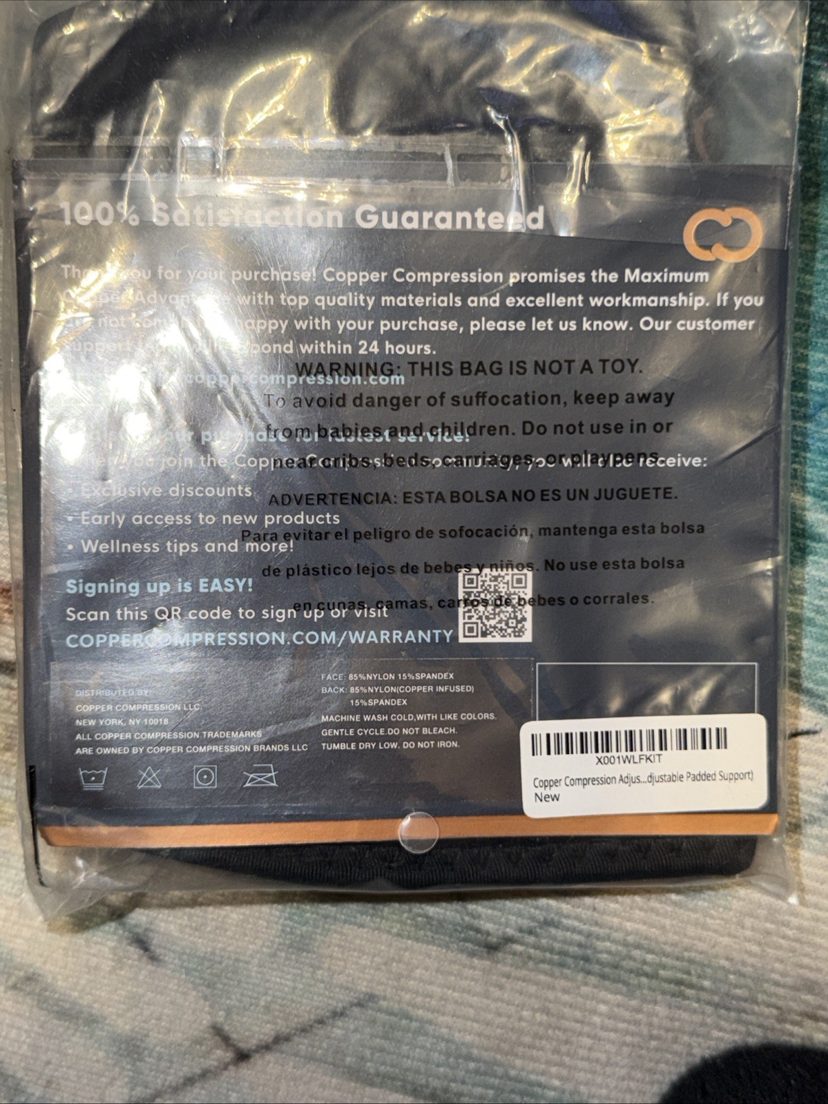 Genuine and Copper Compression Arch Support New Sealed 1 Pair Black Works Well