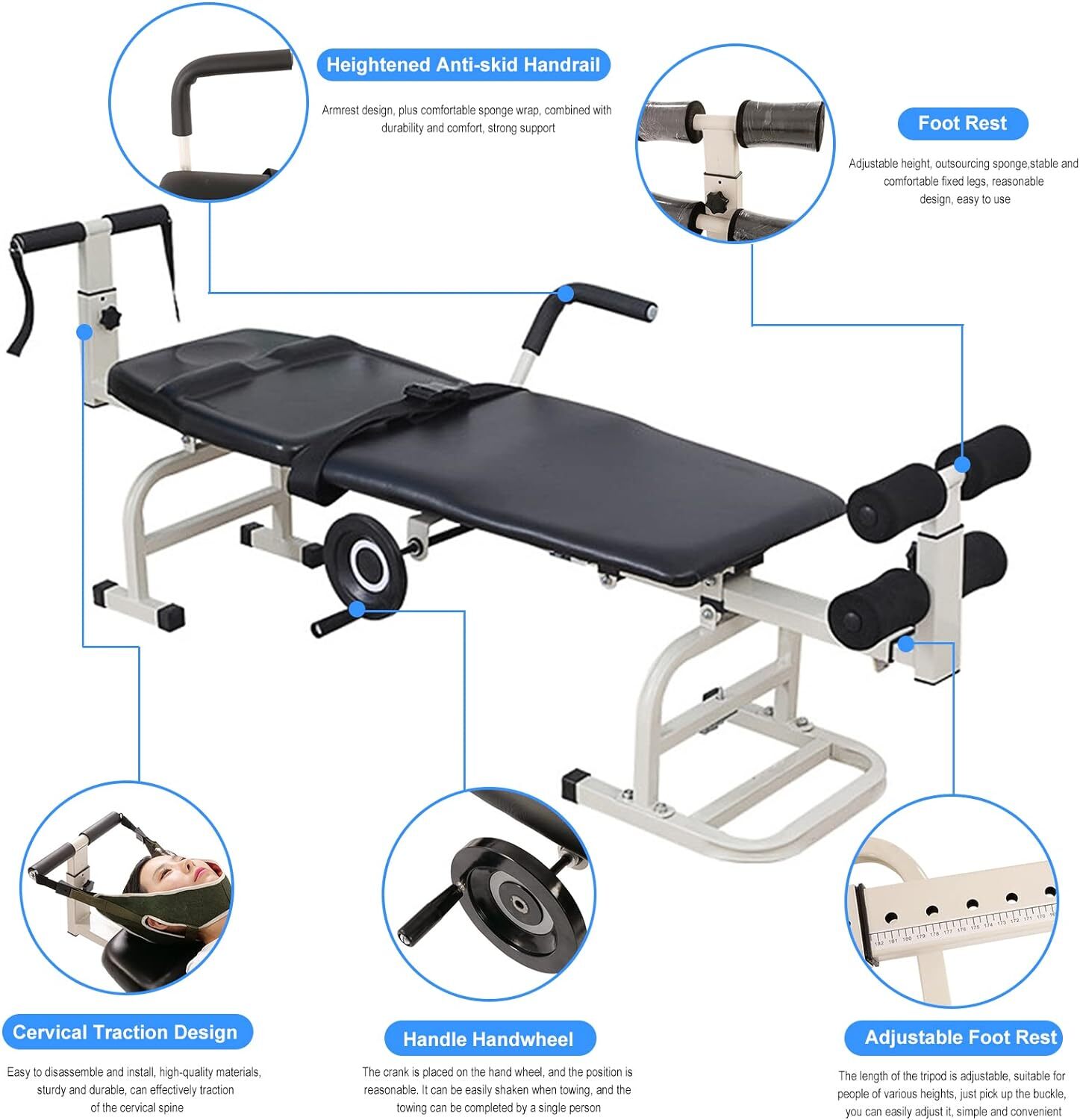 Cervical Spine Lumbar Traction Bed Back Pain Therapy Massage Stretching Table US