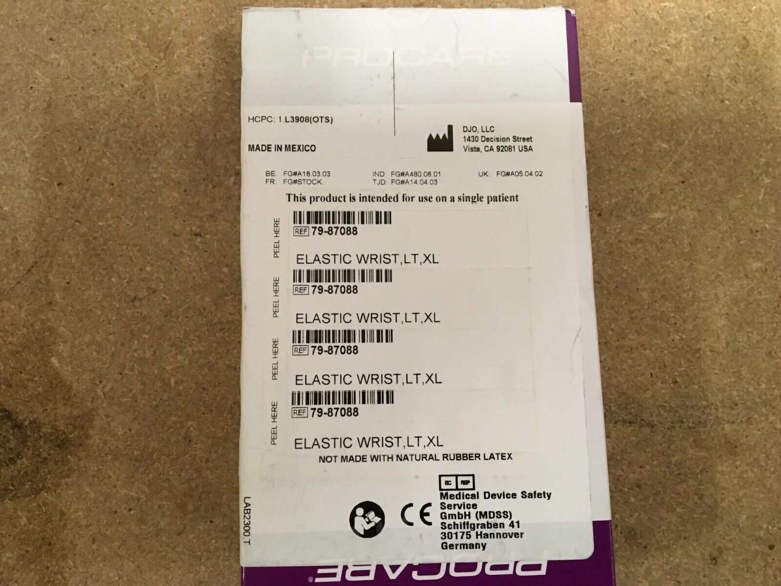 Procare 79-87088 Elastic Wrist, Left,XL