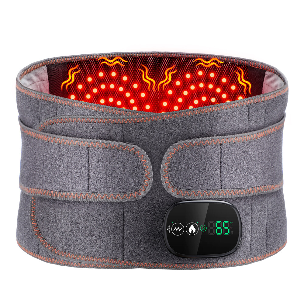 Electric Cordless Red Light Heating Waist Belt Vibration Massager for Men Women