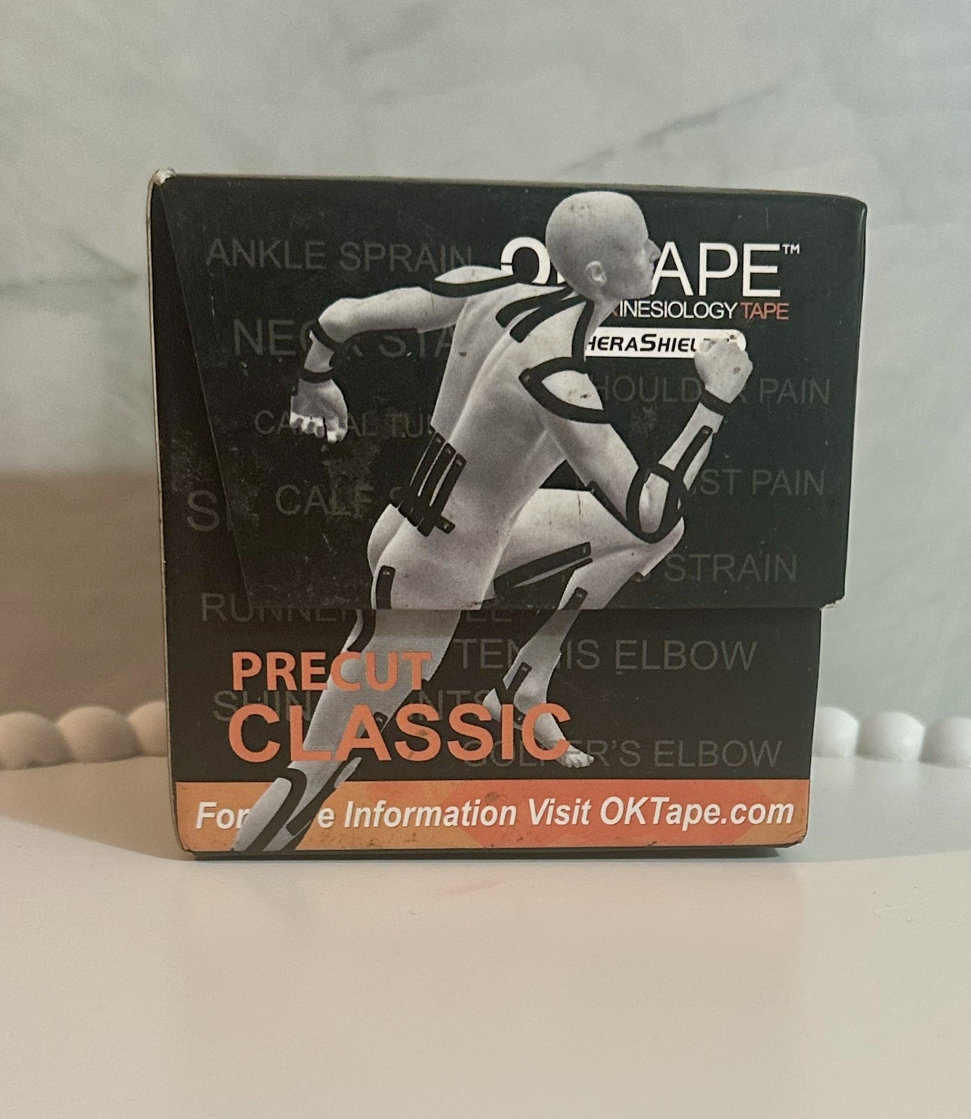 OK TAPE Kinesiology Tape 2 Inch X 16.4 Feet Precut Classic 20 Strips Black