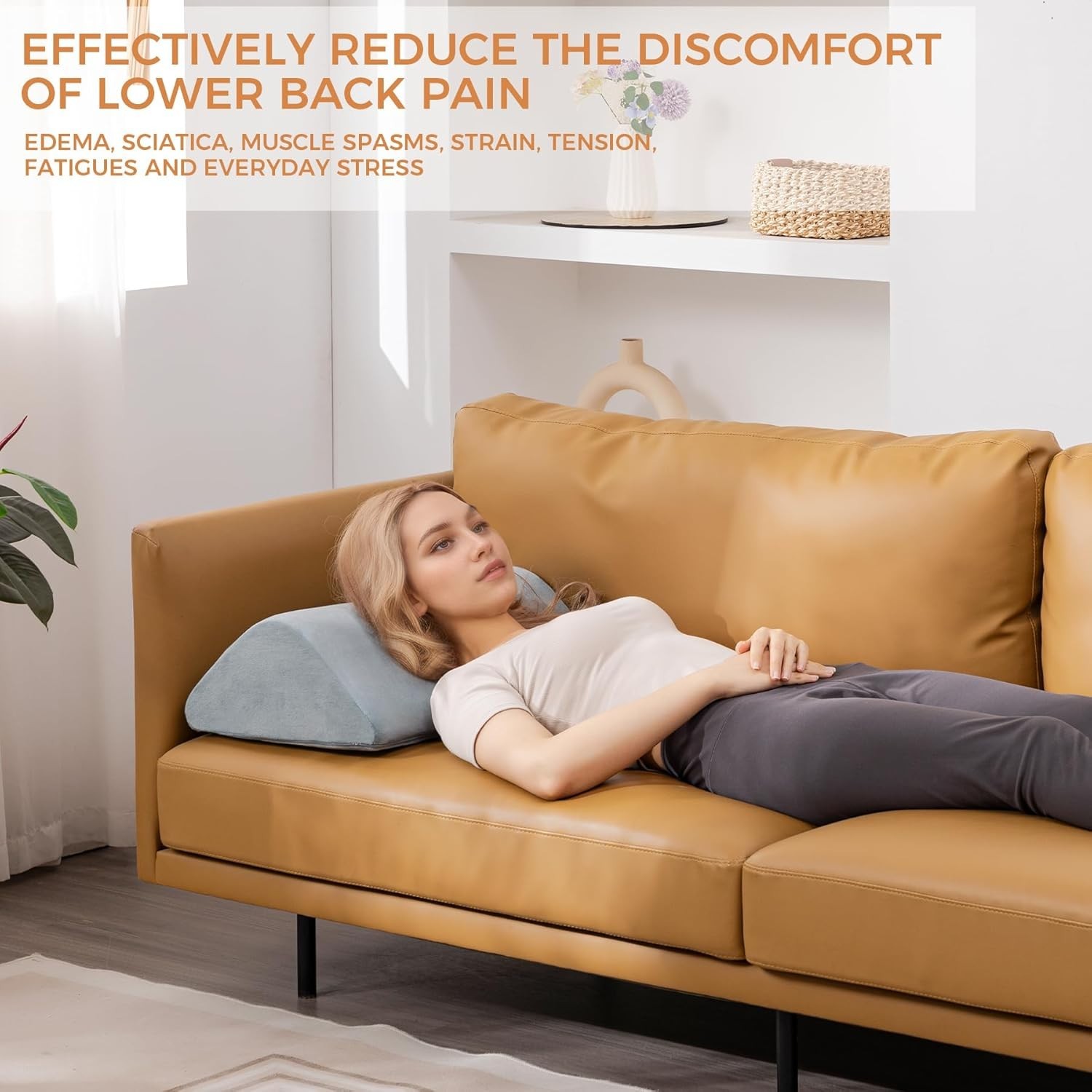 Knee Wedge Pillow 6.3” for Post-Surgery Recovery-Leg Elevation Support for S…