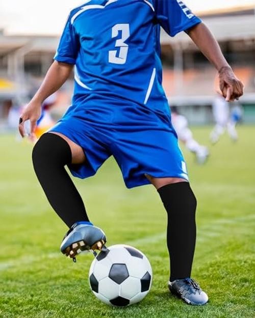 High Football Socks Multiple Sizes over the Knee Medium Black and White