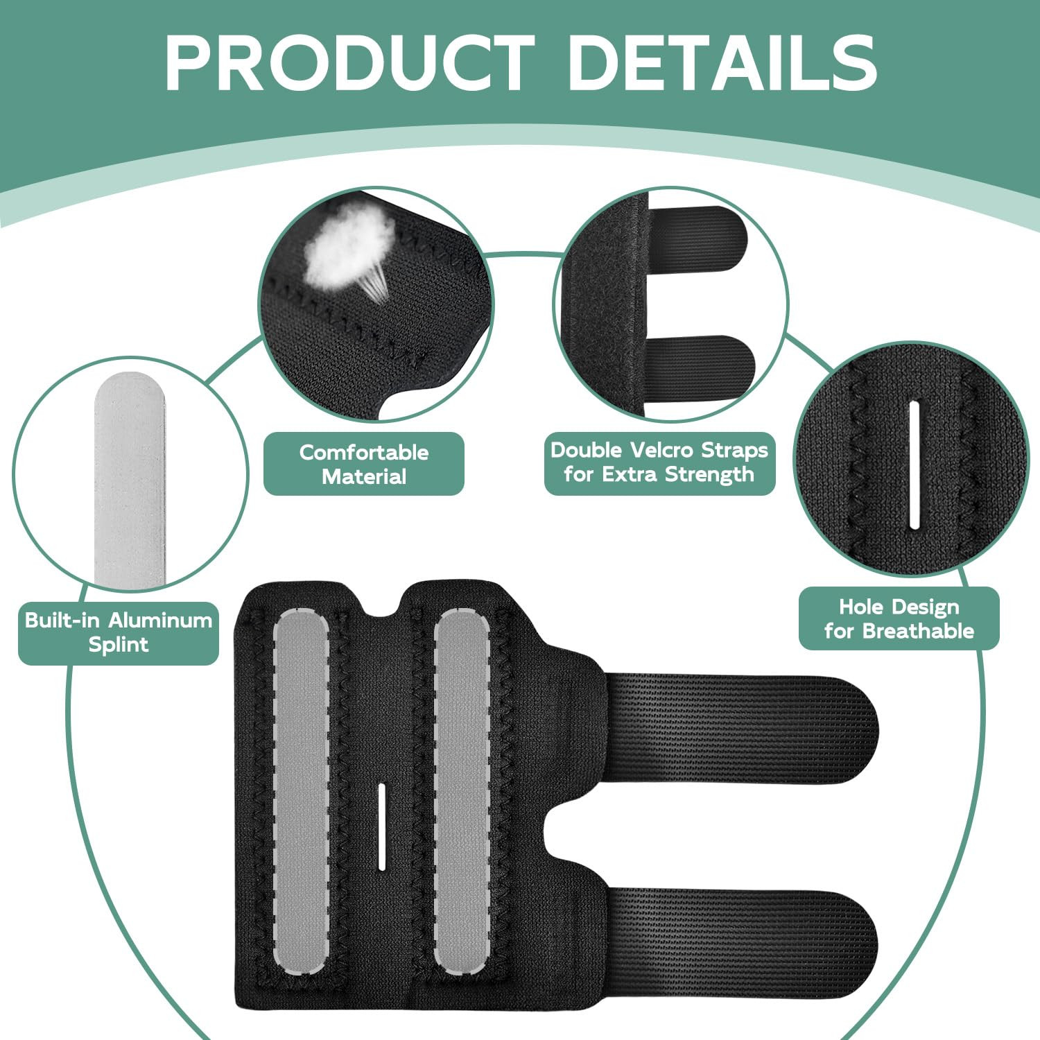 Finger Splint, Trigger Finger Brace with 2 Metal Bars Single Buddy Finger Suppor