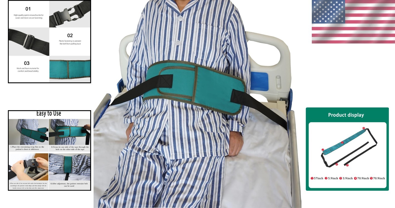 Elderly Safety Belt – Adjustable Bed & Wheelchair Restraint for Ultimate Comfort