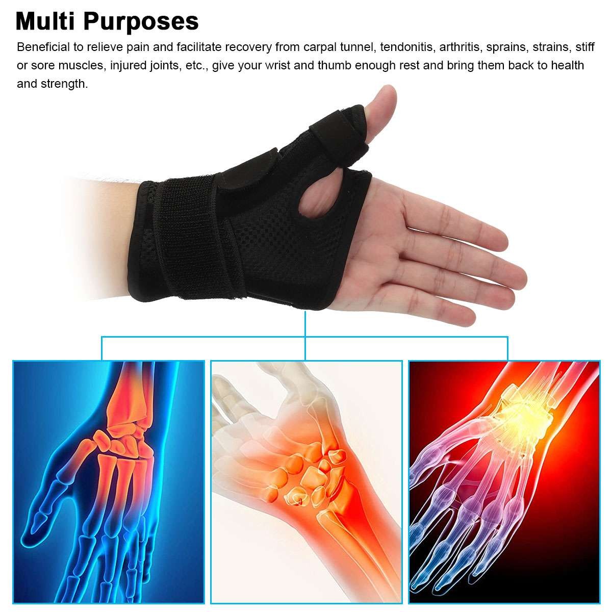 Thumb Splint Wrist Hand Brace Support Relieve Carpal Tunnel Arthritis Joint Pain