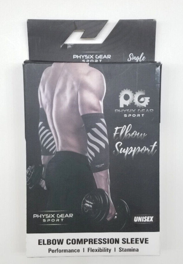 New Physix Gear Sport Compression Sleeve Elbow Support Unisex 1 Pack Xtra Large