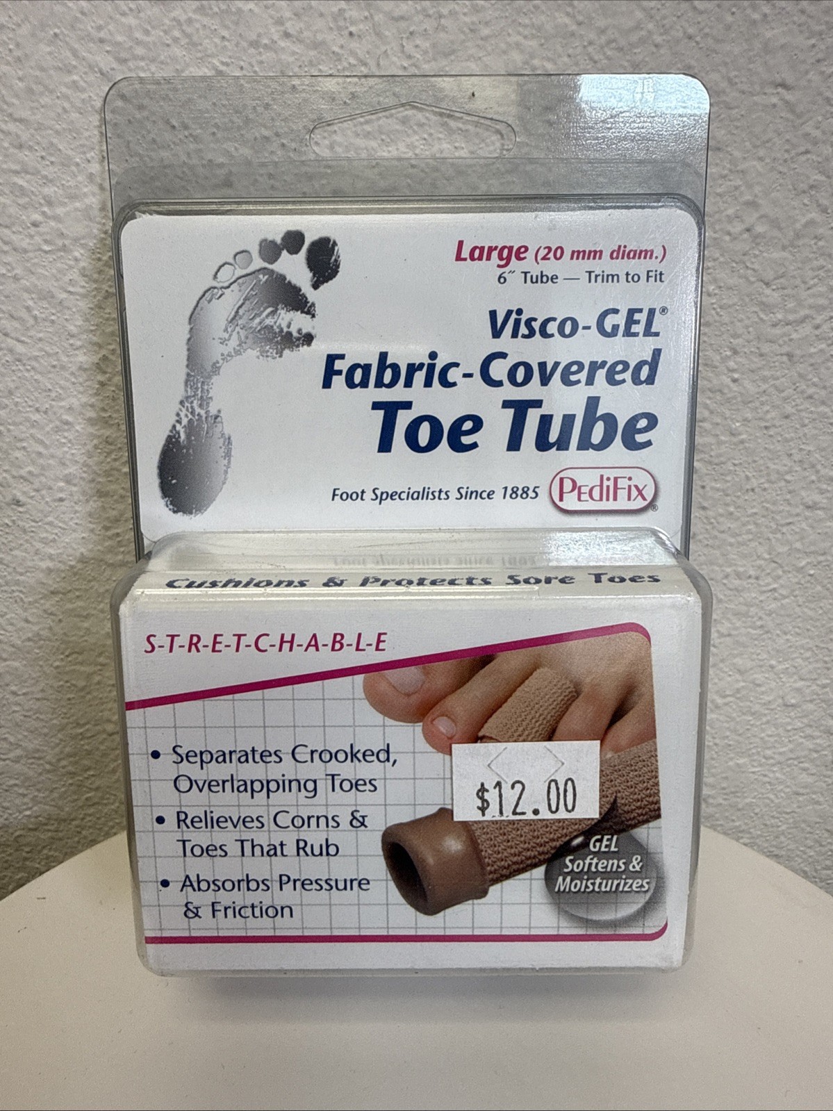 Pedifix Visco-Gel Soft Fabric Covered Toe Tube (#P1202-L) Brand New In Box
