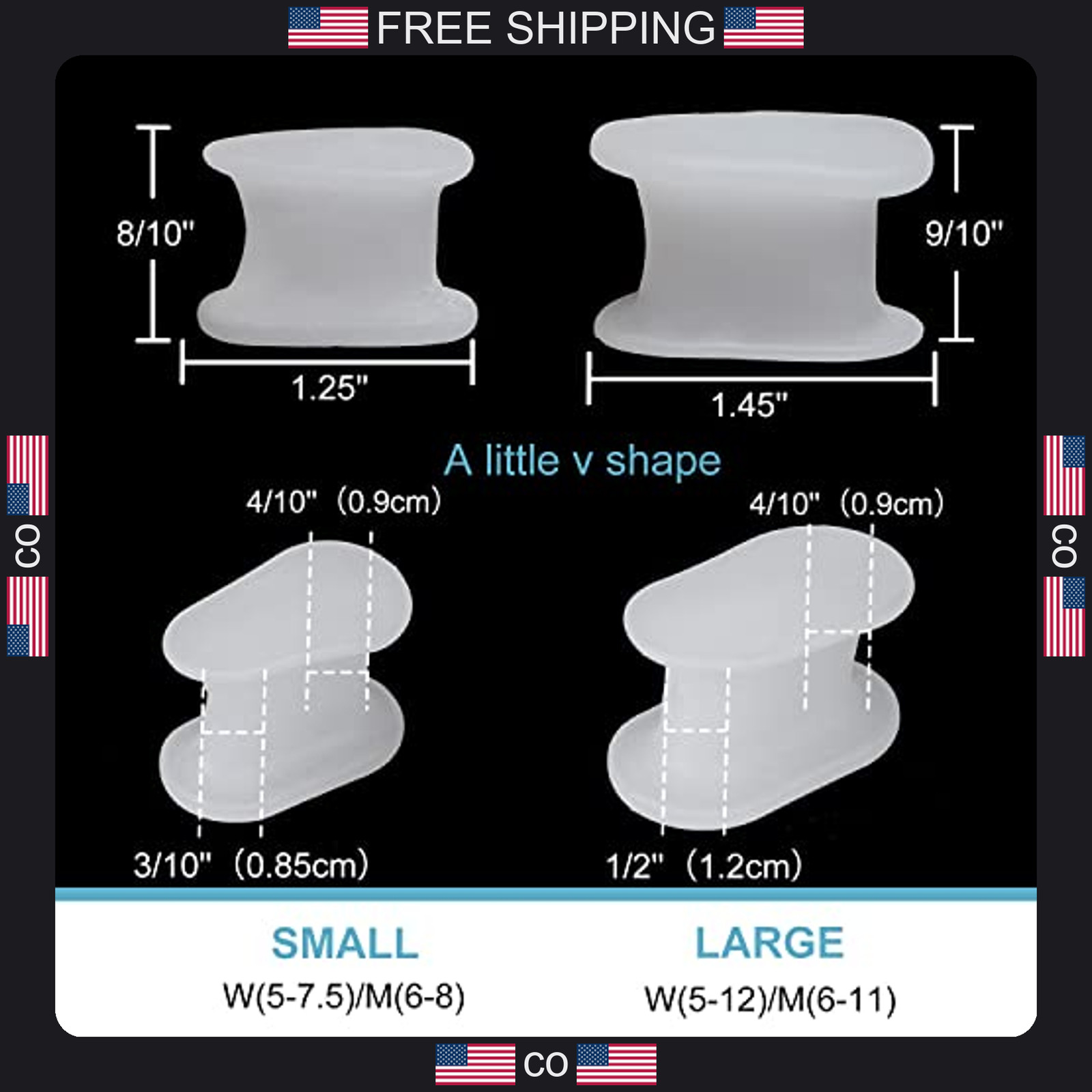 10 Pack Silicone Toe Separators for Bunion Relief and Overlapping Toes