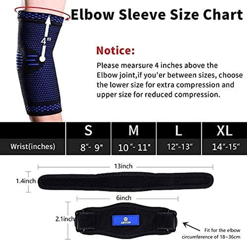 ABYON Compression Elbow Support, 1 Piece Compression Sleeve + 2 Pcs Tennis Elbow