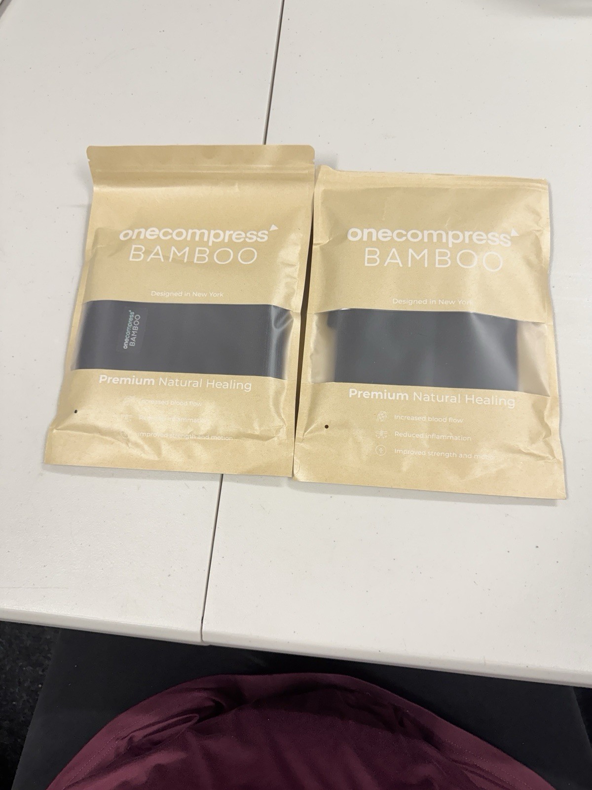 OneCompress Bamboo Knee Compression Sleeve Black Bundle of 2 Small