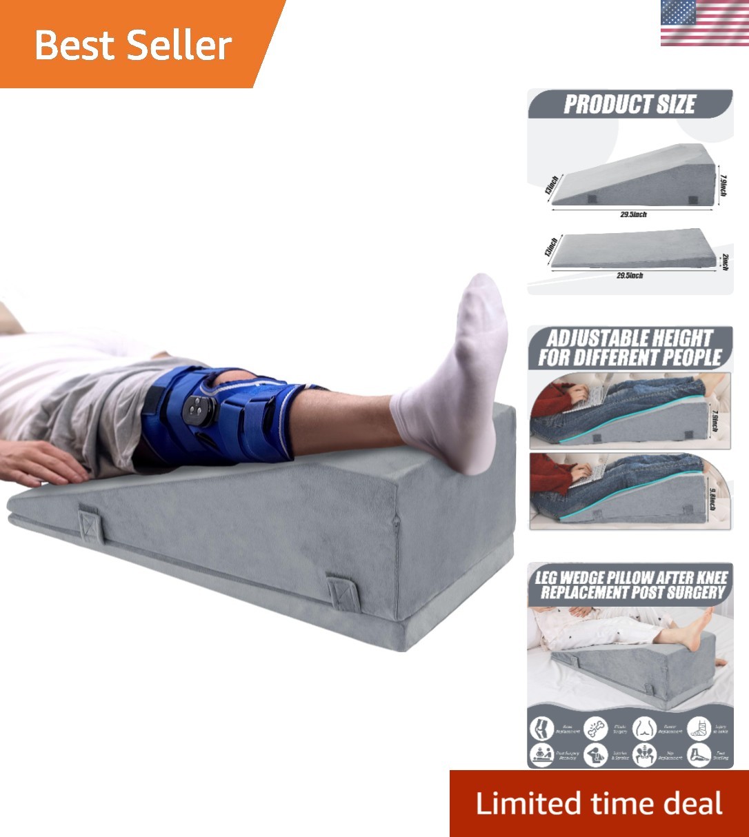 Leg Elevation Pillows for After Surgery, Adjustable Height Knee Surgery Recov…