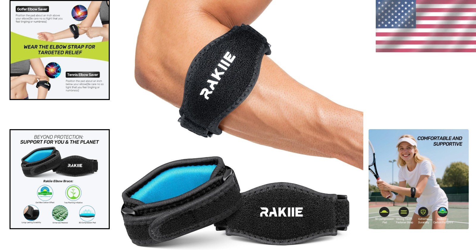 Elbow Brace for Tendonitis Tennis Elbow Support 2 Pack Pain Relief Arm Band