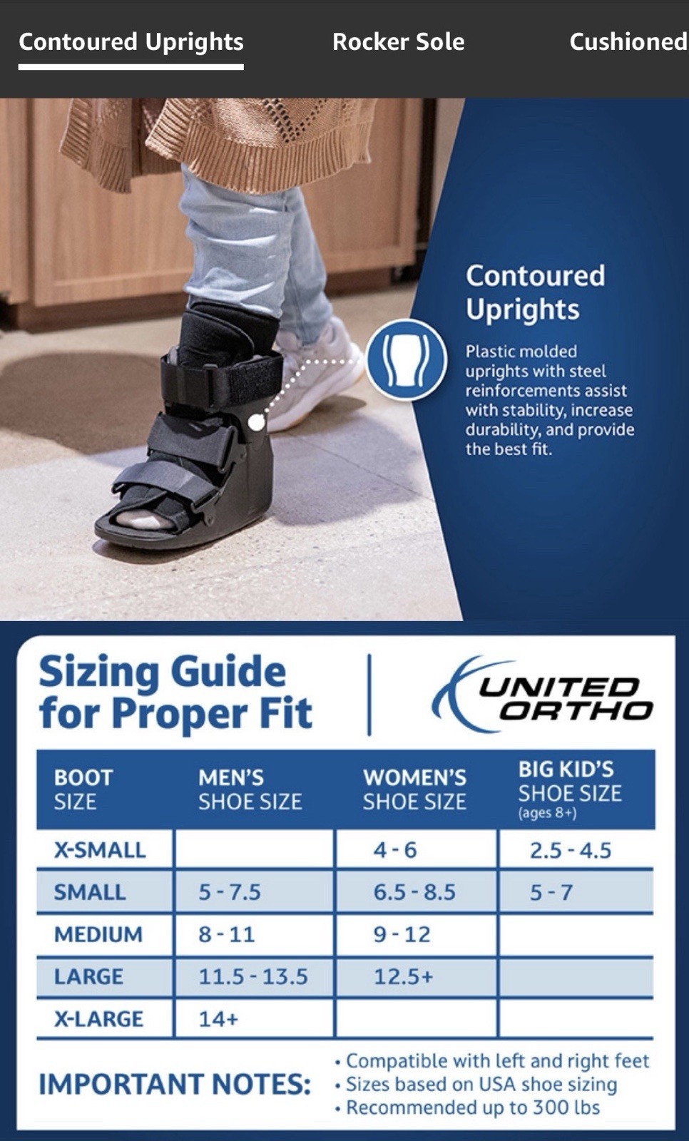 NEW UNITED ORTHO SHORT CAM WALKER FRACTURE BOOT M REHAB FOOT INJURY LEFT RIGHT