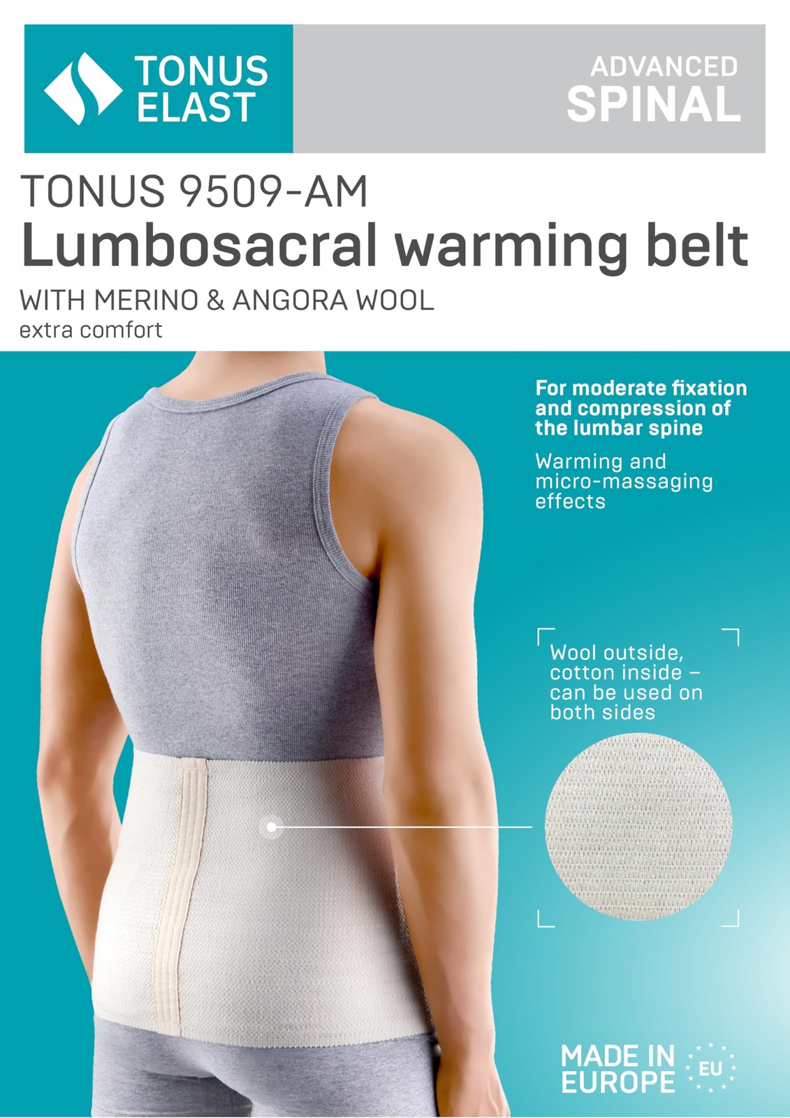 Deluxe Medical Grade Angora & Merino Wool Warming Belt, Rheumatic Back Pain Ther