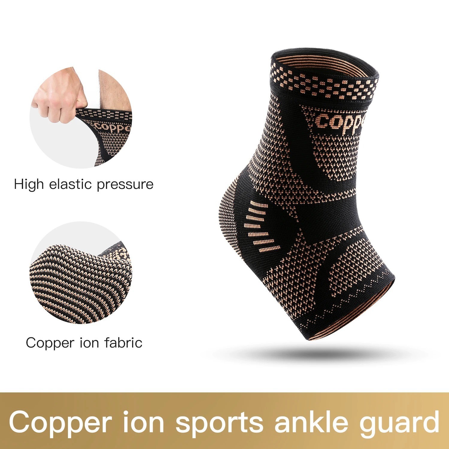 Copper Ankle Support Brace Compression Sleeve Socks Elastic Foot Pain Relief