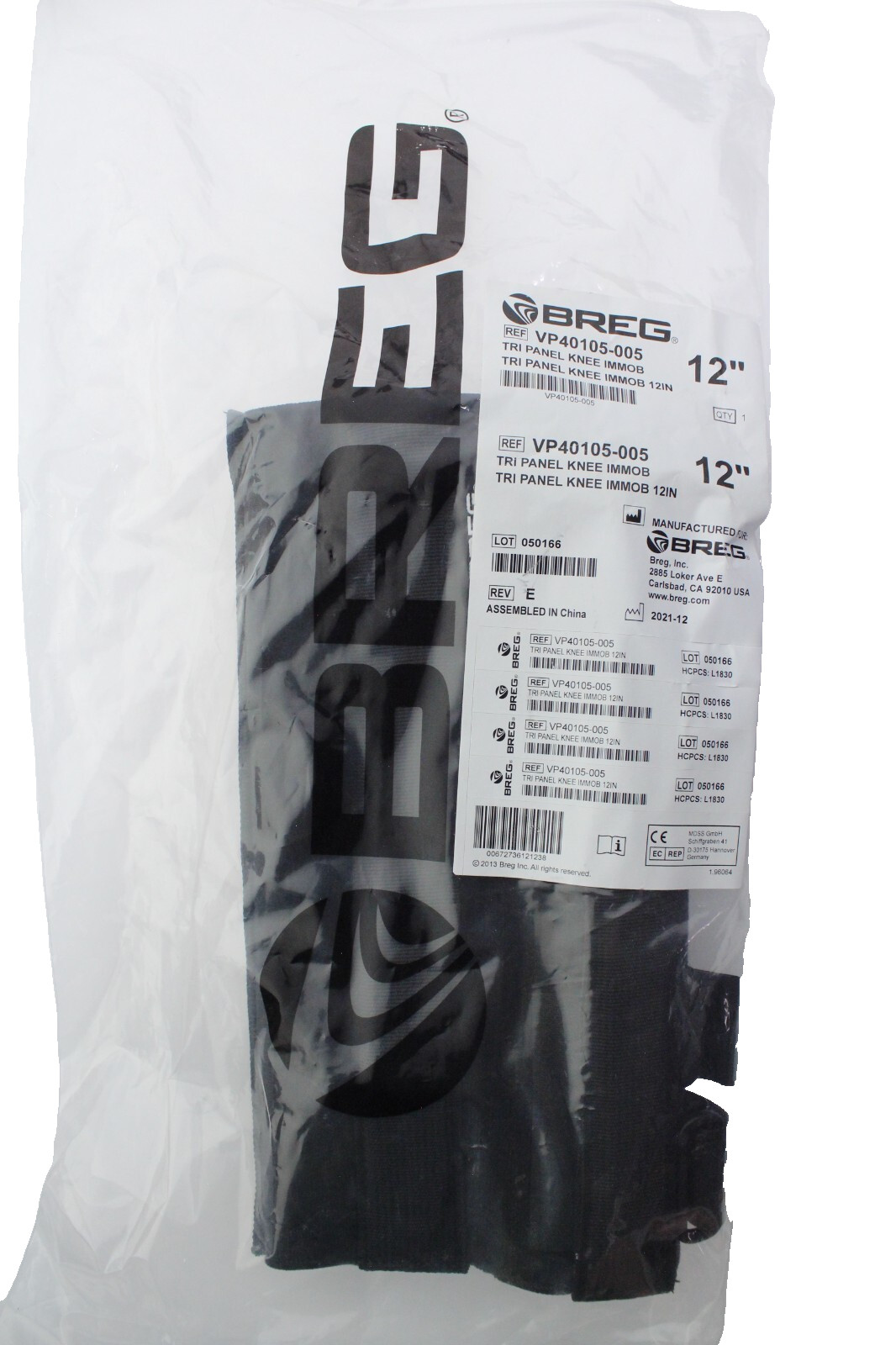 BREG 12-Inch TRI PANEL KNEE IMMOBILIZATION – REF: VP40105-005