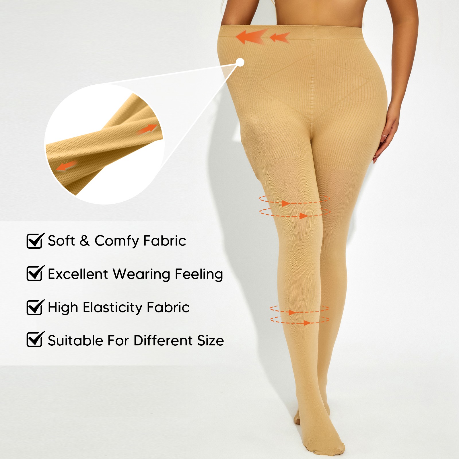 15-20 mmHg Compression Pantyhose for Women – High Waist Light Support Tights