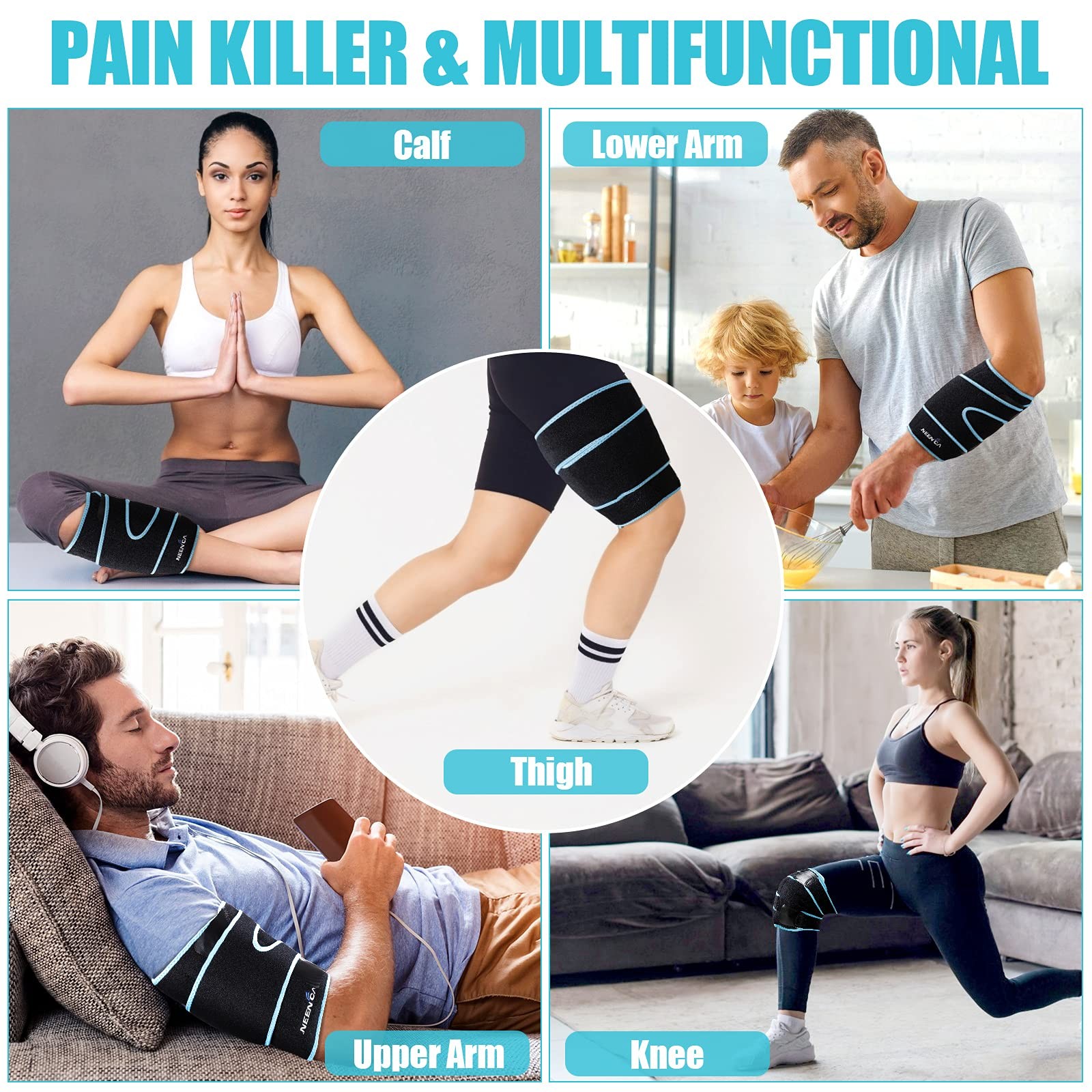 NEENCA Knee Brace with Ice Pack Wrap, Medical Wrap One Size Fits All