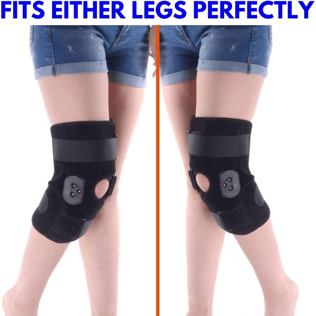 Hinged Knee Brace, Knee Immobilizer with Locking Dials & Side Stabilizers