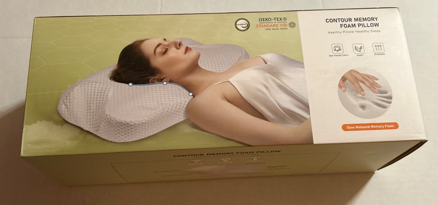 Contour Memory Foam Pillow OEKO-TEX Cervical Spine Health 26.3″15.5″3.7″ Queen
