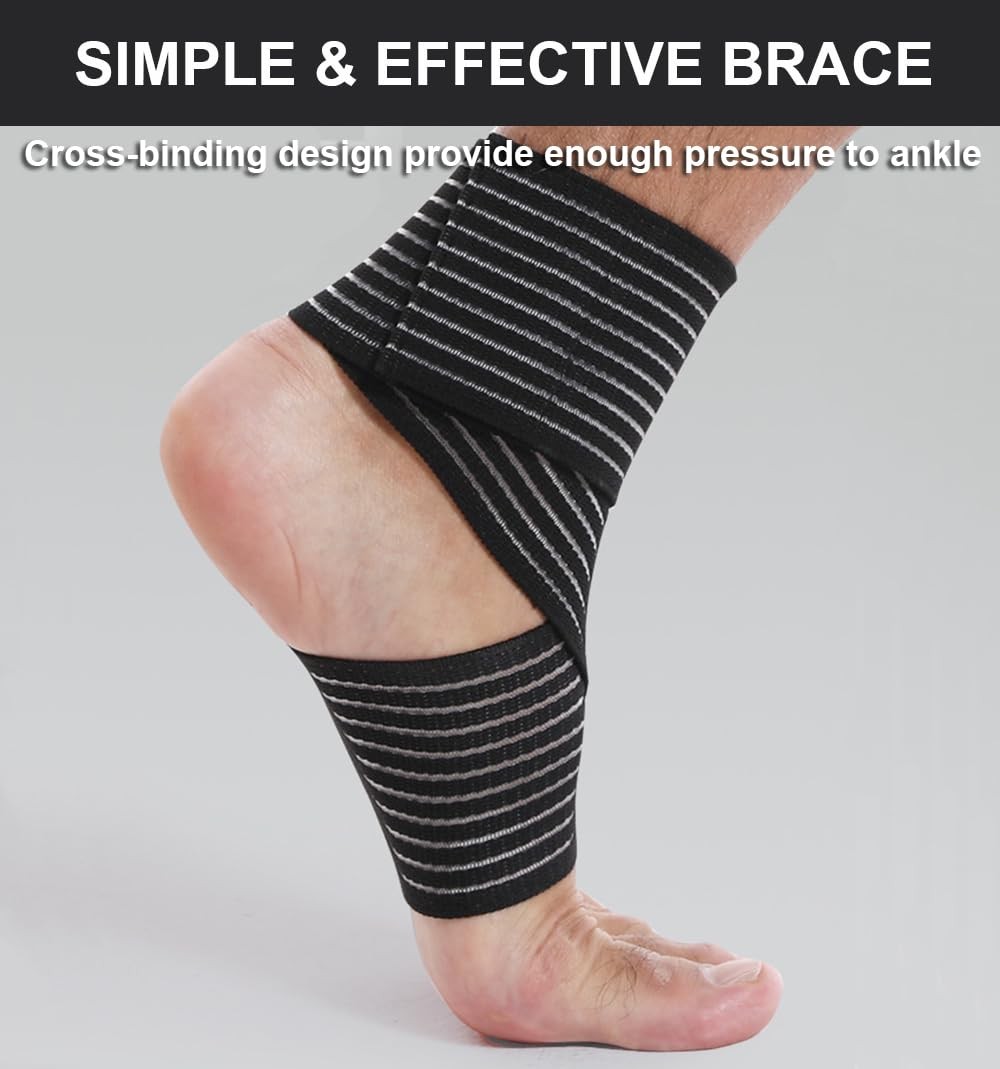 2 PCS Black Ankle Braces, Compression Sleeve, Plantar Fasciitis, Arch Support
