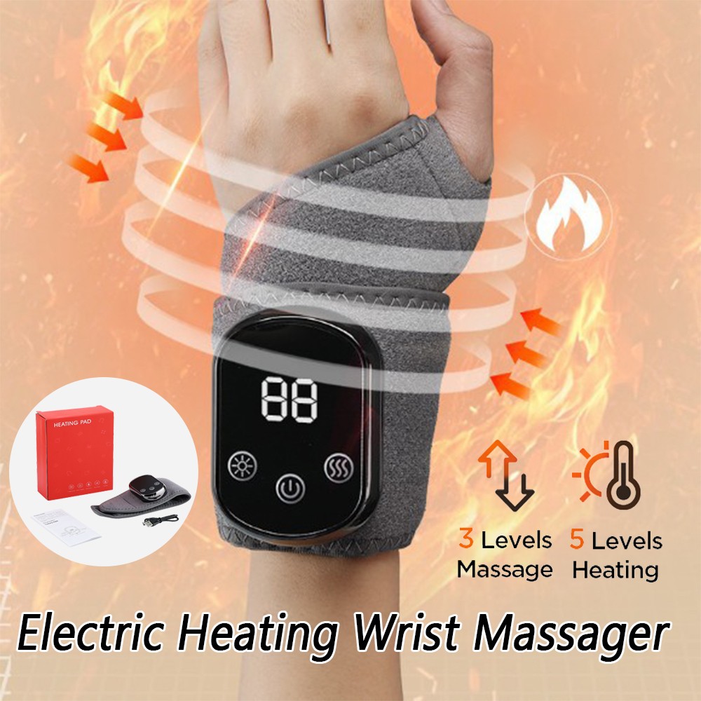 Electric Wrist Brace Massage Vibration Hand Protector 3 Modes USB Heating Gift