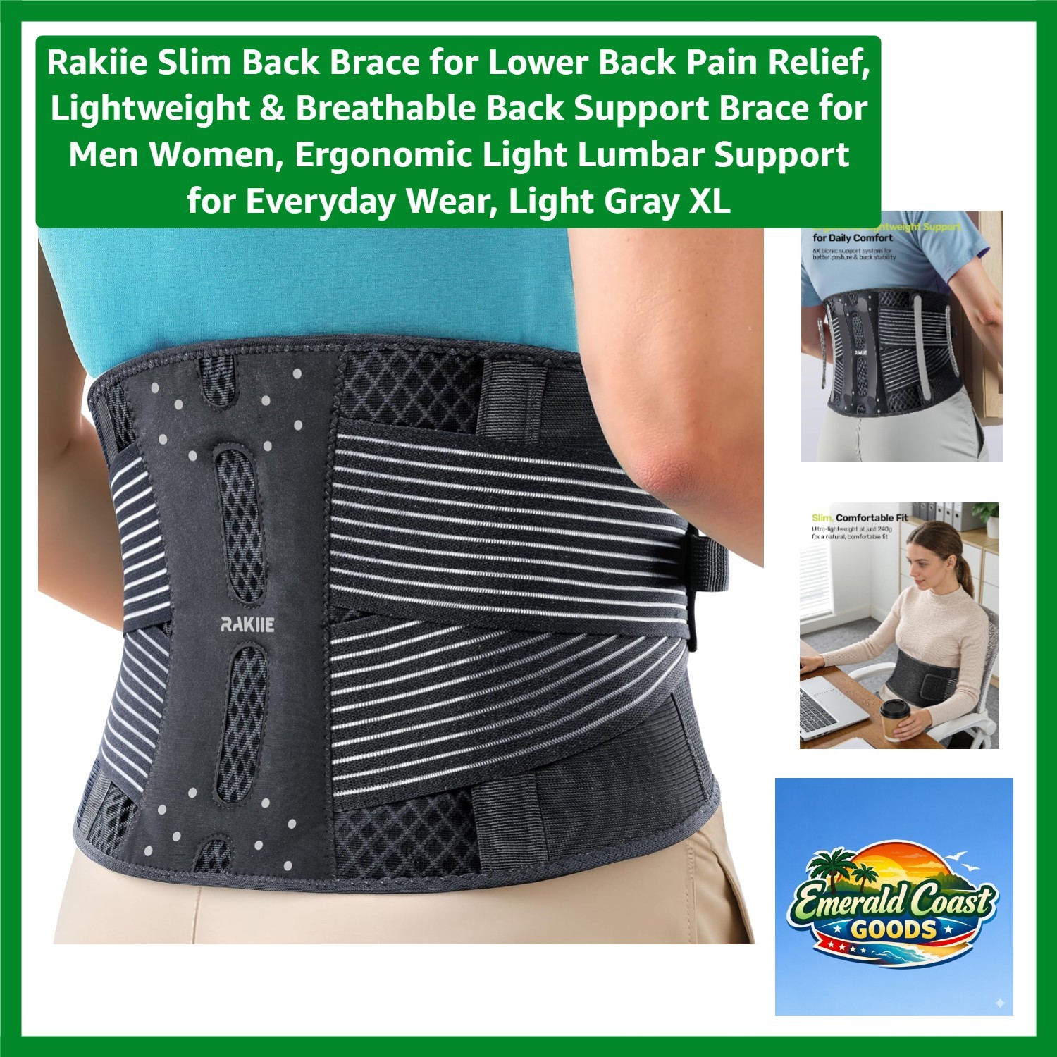 Dual Compression Strap Back Brace – Lightweight Lumbar Support for Pain Relief