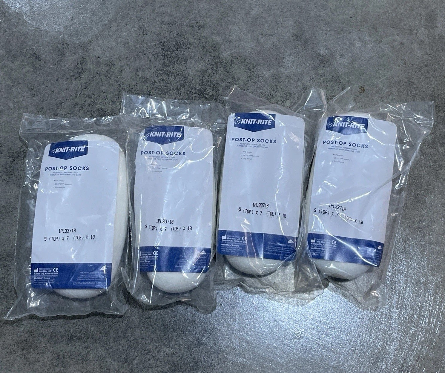 Knit-Rite Prosthetic Post-Op Socks 3 Ply 9x7x18 Lot Of (4) 1PL33718