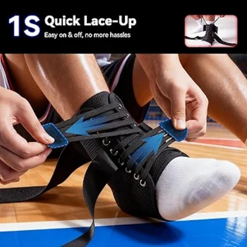 Adjustable Ankle Stabilizer with laces with Lateral Stabilizing Pads for sprains