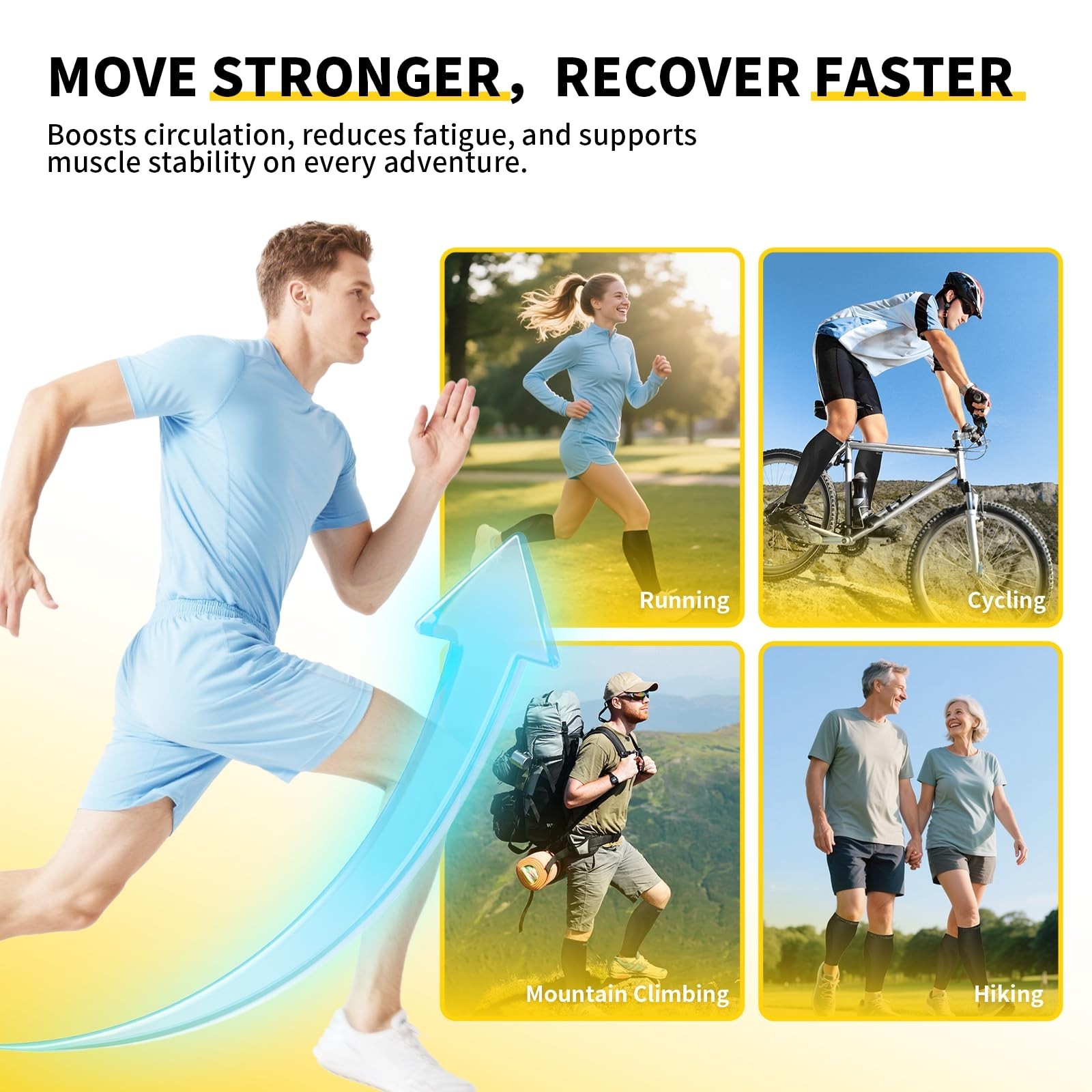 Calf Compression Sleeves for Shin Splints & Running Support – 3 Pairs, 15-20mmHg