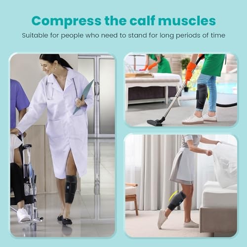 Calf Brace Compression Sleeve for Torn Calf Muscle fit Men & Women, L/XL Black