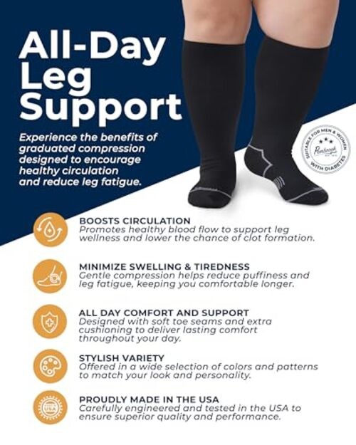 Plus Size Compression Socks Wide Calf – 3 Pairs, 20-30mmHg Extra Wide Calf
