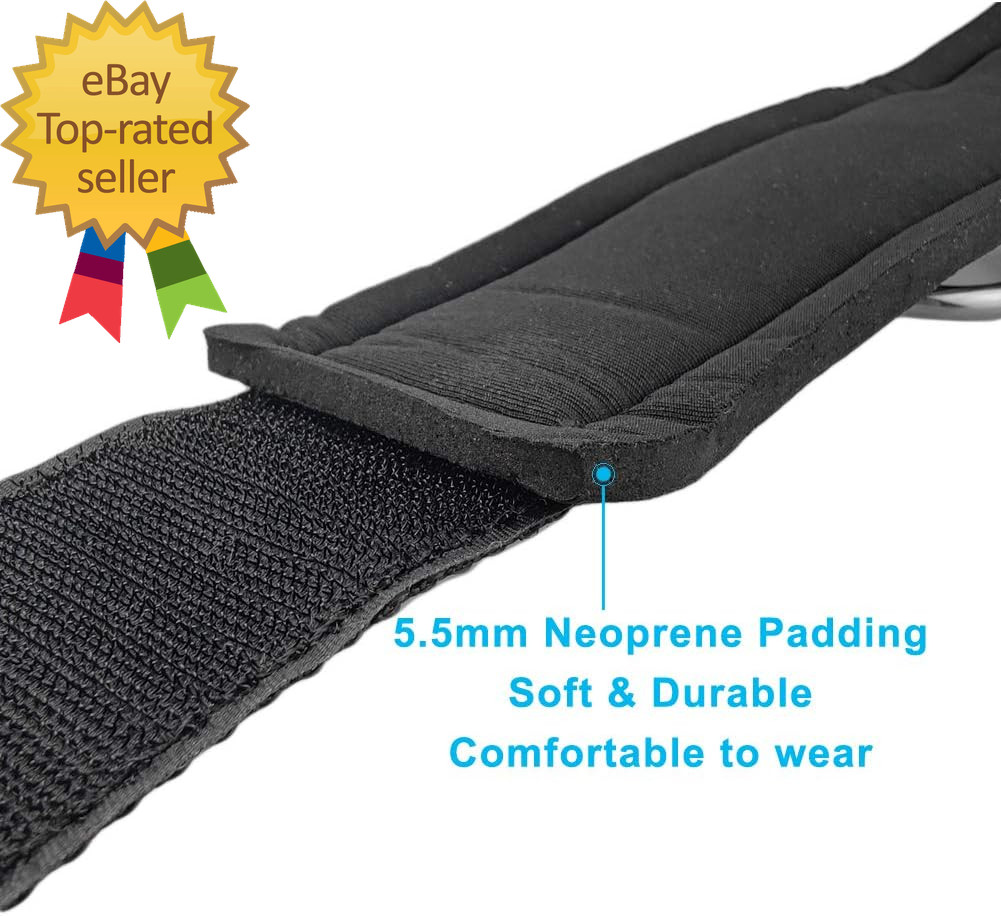 Padded Ankle Cable Straps for Cable Machine – Ankle Cuffs of Glute Leg Kickback