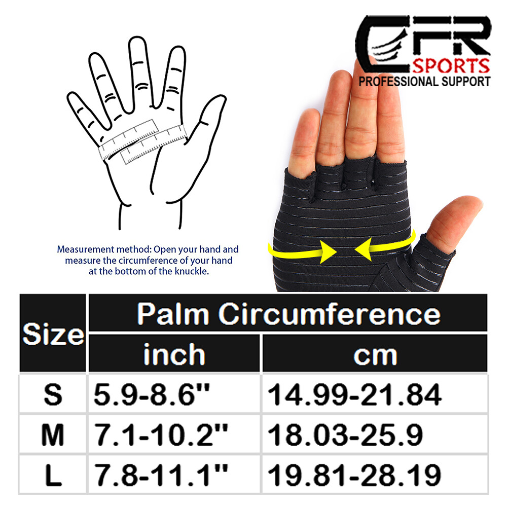 Copper Arthritis Compression Gloves Hand Support Pain Relief Joint Self Care