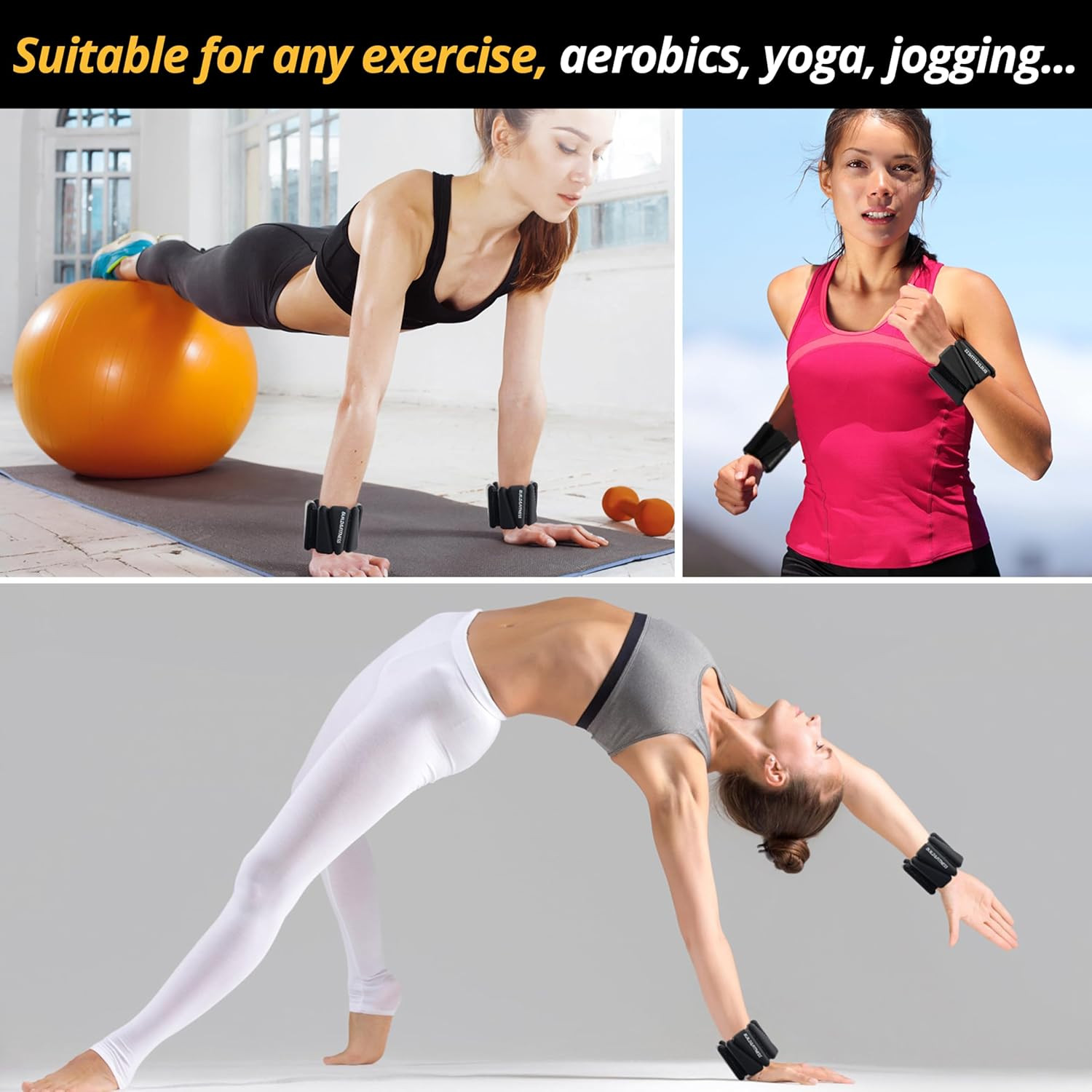 Wrist & Ankle Weights, Adjustable Bands for Women & Men Workouts, Set of 2 (1Lb