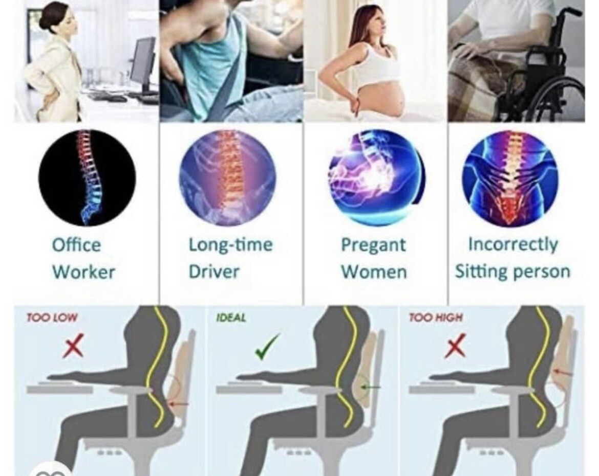 Memory Foam Lumbar Support Cushion for Home Office Car Seat Back Chair Pillow US
