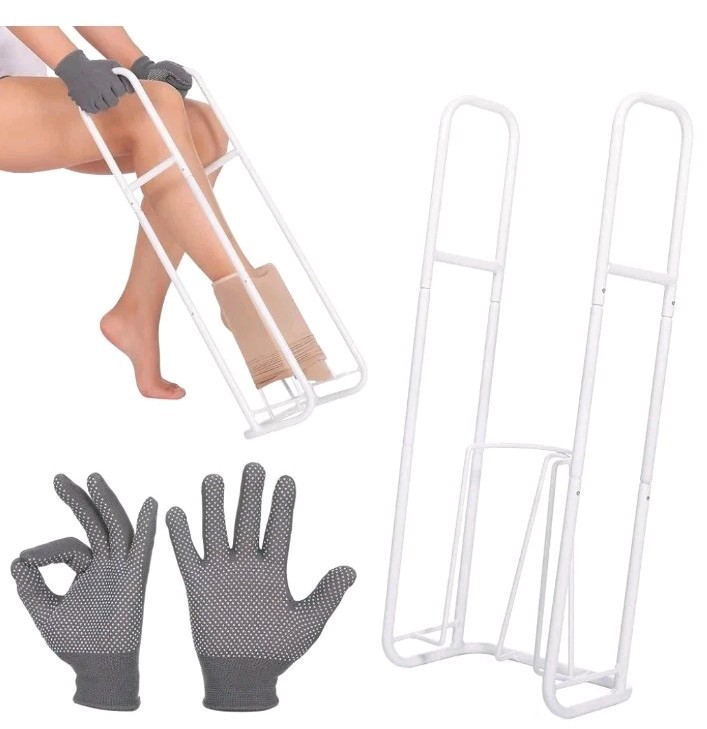 Upgraded Extra-Large Extended Compression Sock Aid Device – 14″ Wide, White