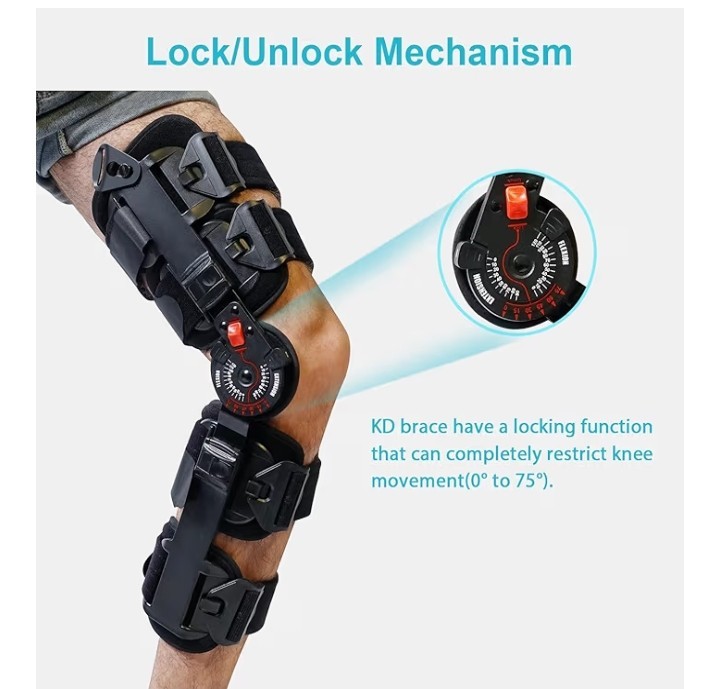 KD ROM Hinged Post-Op Knee Brace Adjustable ACL MCL PCL Arthritis Injury Support