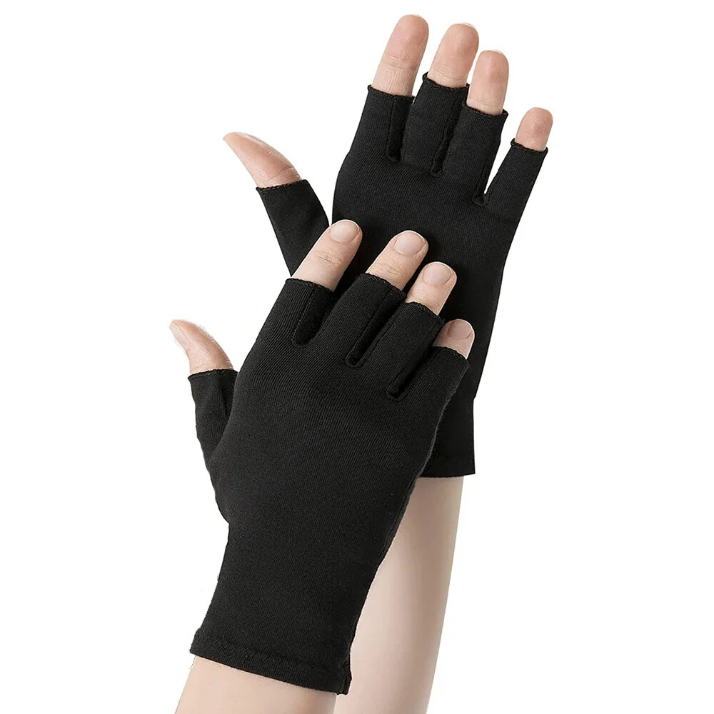 2 Pair Unisex Arthritis Compression Gloves Relieve Muscle Pain Fingerless Gloves
