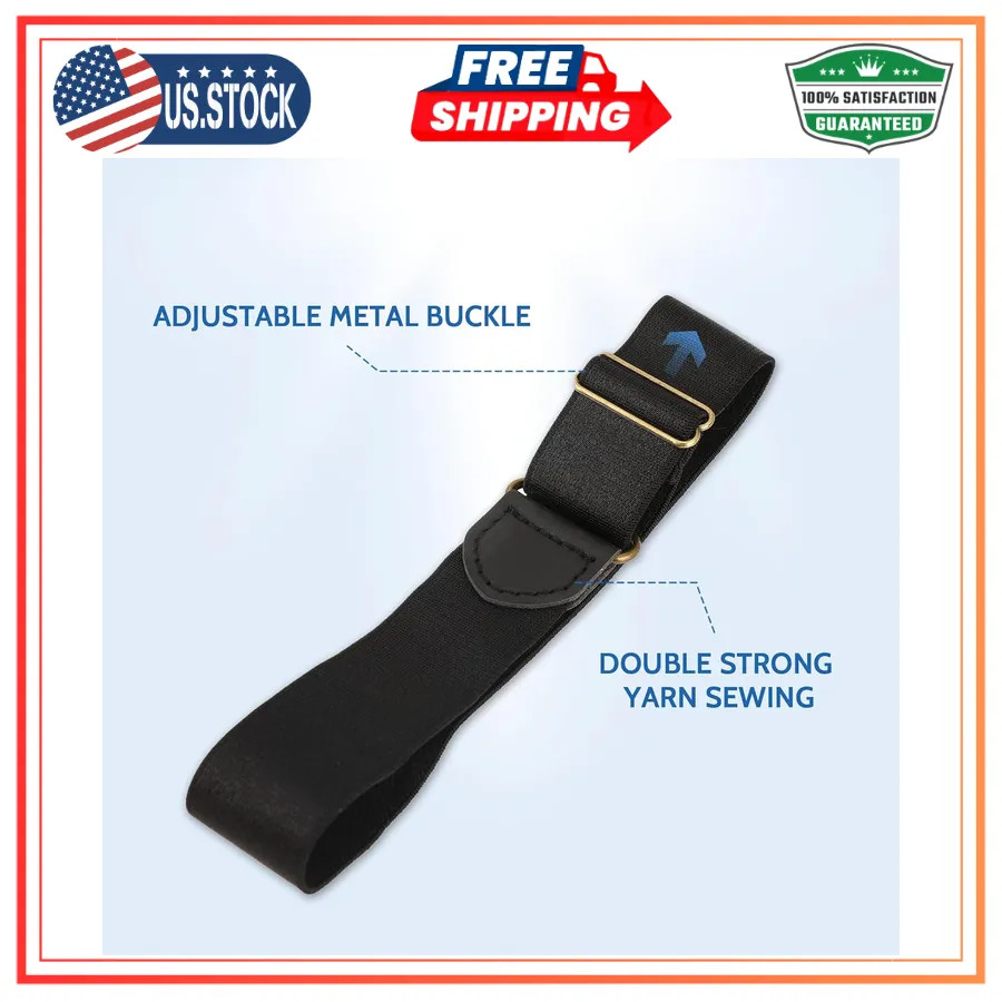 Elastic Adjustable Shirt Sleeve Garters Arm Bands Anti Slip Black 1 Pair